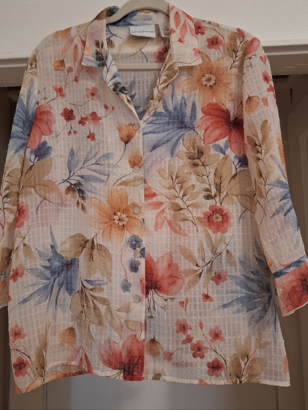 Alfred Dunner Pink and Beige Floral Blouse 12